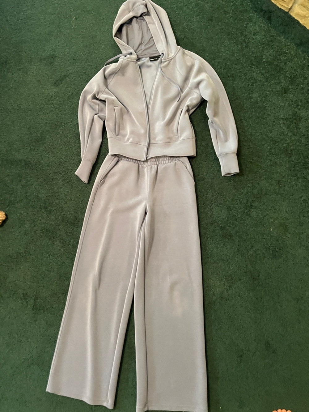 Women's Two-Piece Hooded Sweatshirt & Wide-Leg Pants Set - light blue